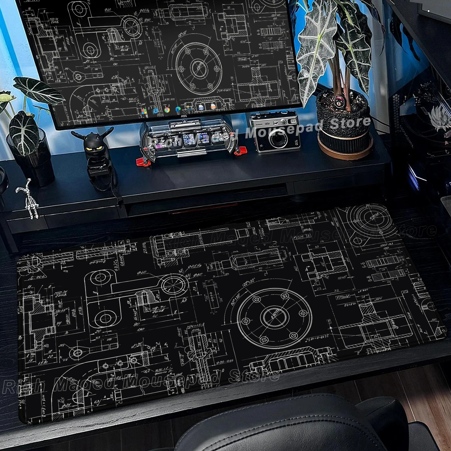 Black Large Mouse Pad Engineer - огляд і ціна Pc Gaming Drawing