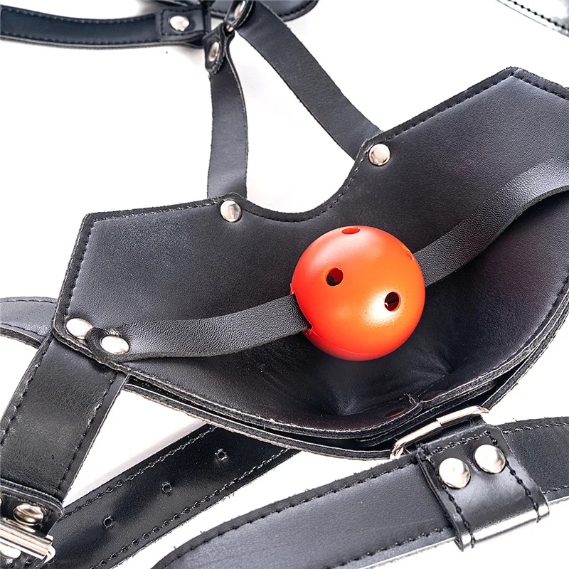 Sexy pu Leder geschirr Maske Fetisch Bandage Kopf maske Kapuze Erwachsenen Halloween Party Cosplay Spiele aushöhlen Haube Junge Gesichts maske