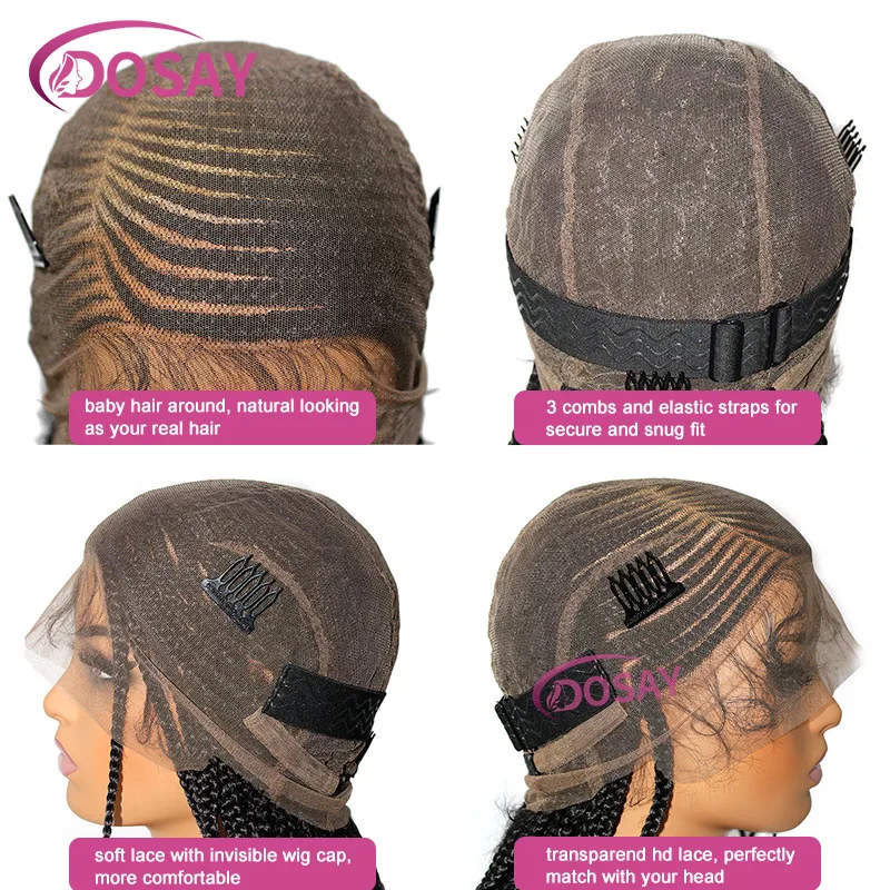 Full Lace Front Pruik Gevlochten Pruiken Voor Zwarte Vrouwen Synthetische Twist Box Zijdeel Vlinder Gevlochten Kant Voorkant Pruik Vlechten Pruiken 36''