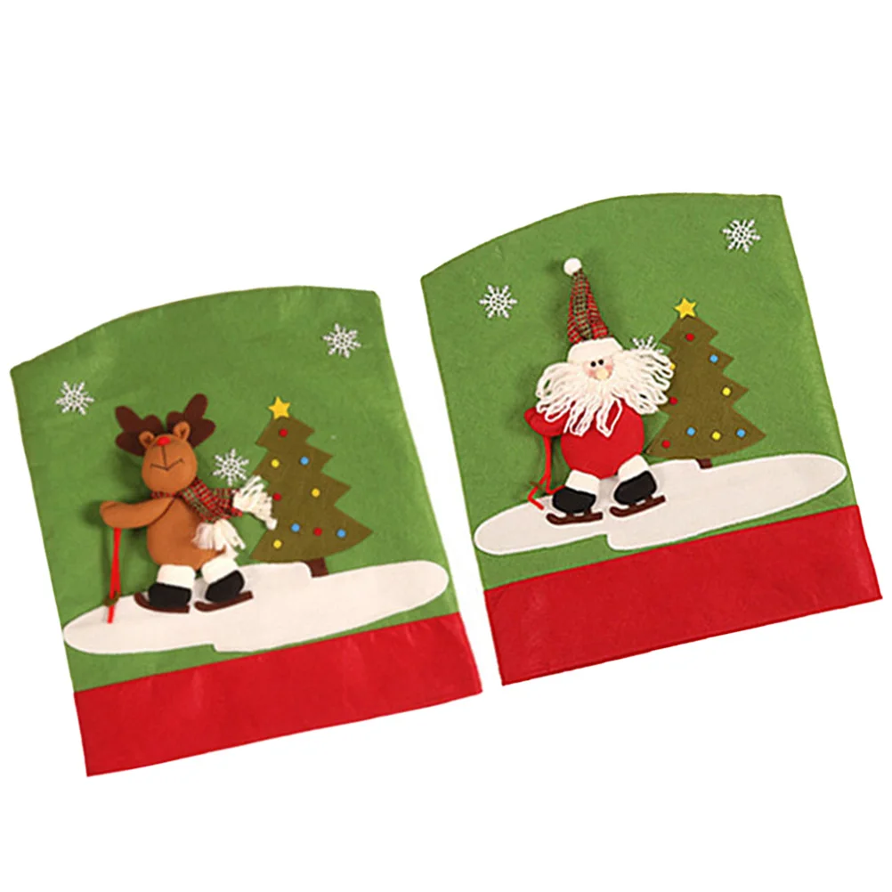 

2Pcs Christmas Chair Back Covers Creative Xmas Chair Slipcovers Decorative Covers for Home Hotel Banquet Celebration