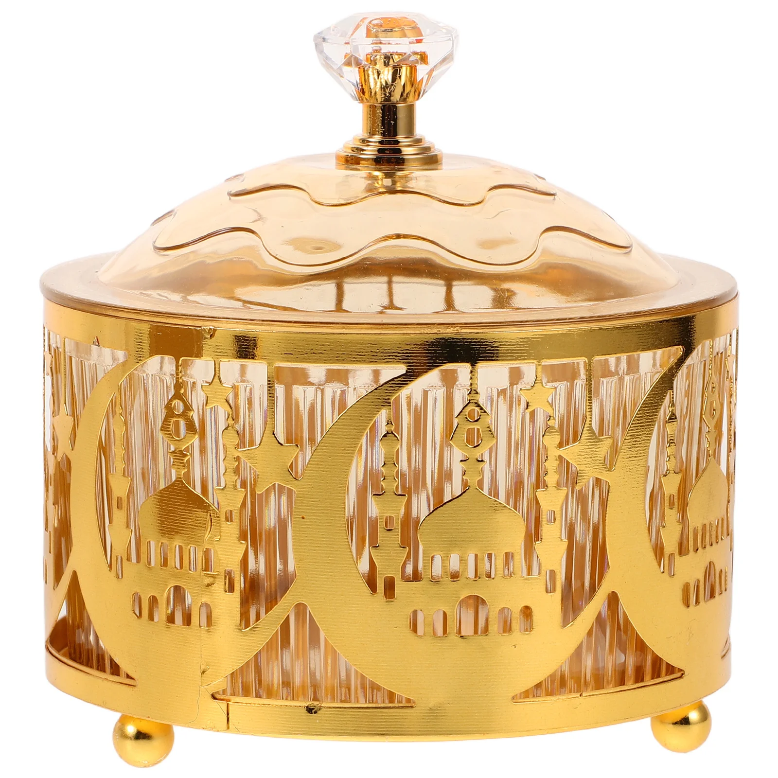 

1pcs Eid Mubarak Candy Tray Middle Eastern Hollow Pattern Snack Serving Plate For Dry Fruits Desserts Festival Decor Treat Box