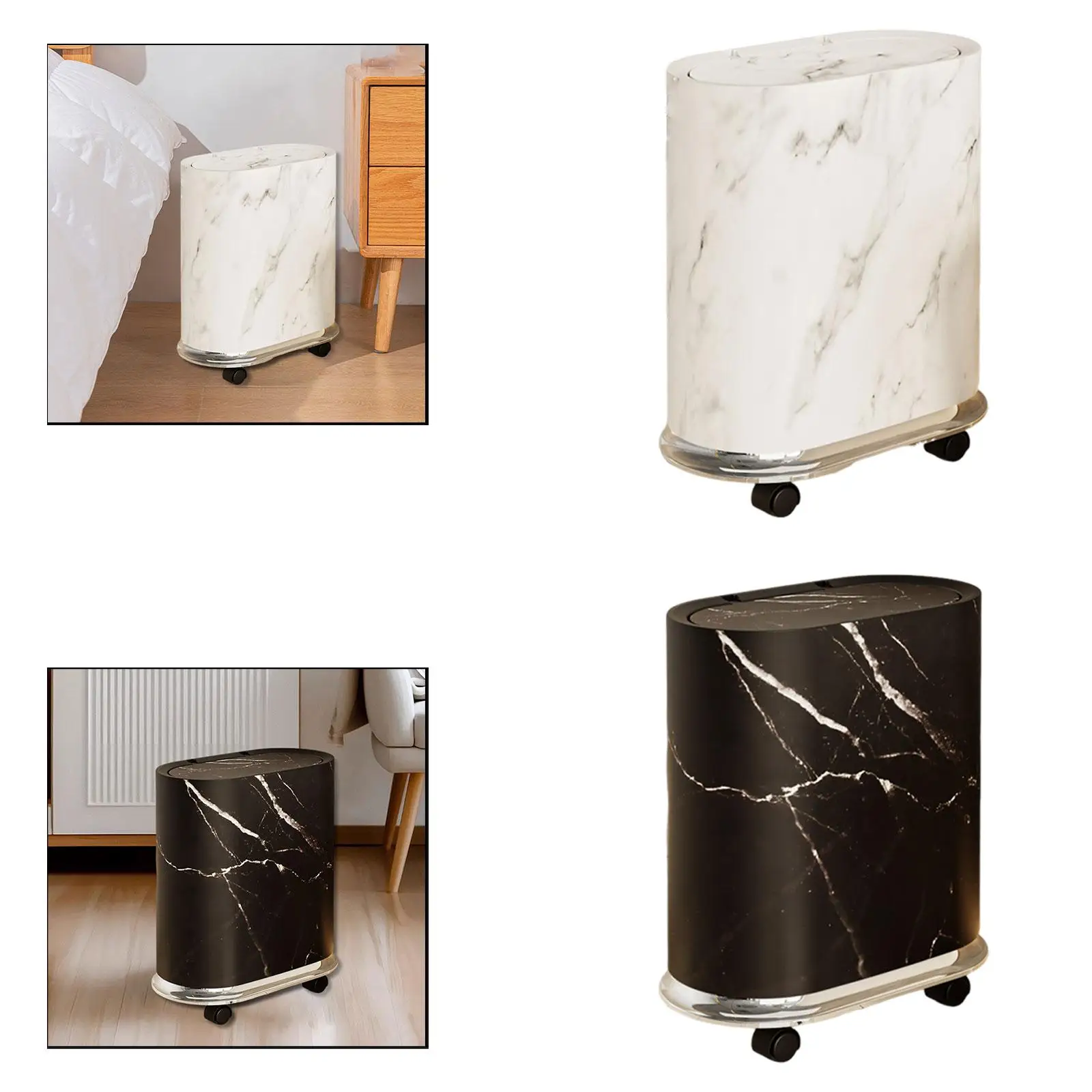 

Trash Bin with Removable Wheels Trash Can for Office Living Room Kitchen