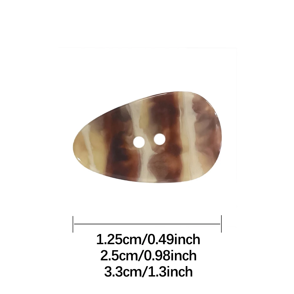 10Pcs Resin Teardrop Buttons, 2-Hole Sewing Buttons, 12.5/25/33mm Marble Decorative Buttons for Coat Shirt Cardigan & DIY Crafts