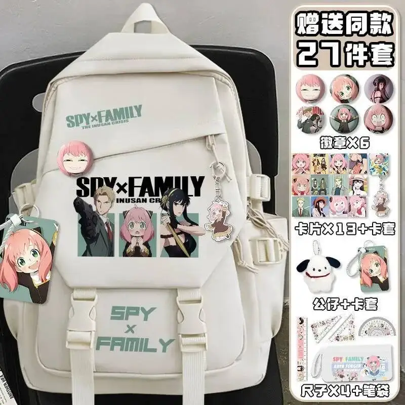 

Anime Game White Black Spy X FamilyStudent Teens School Bags Large Capacity Mochilas Backpacks For Gift