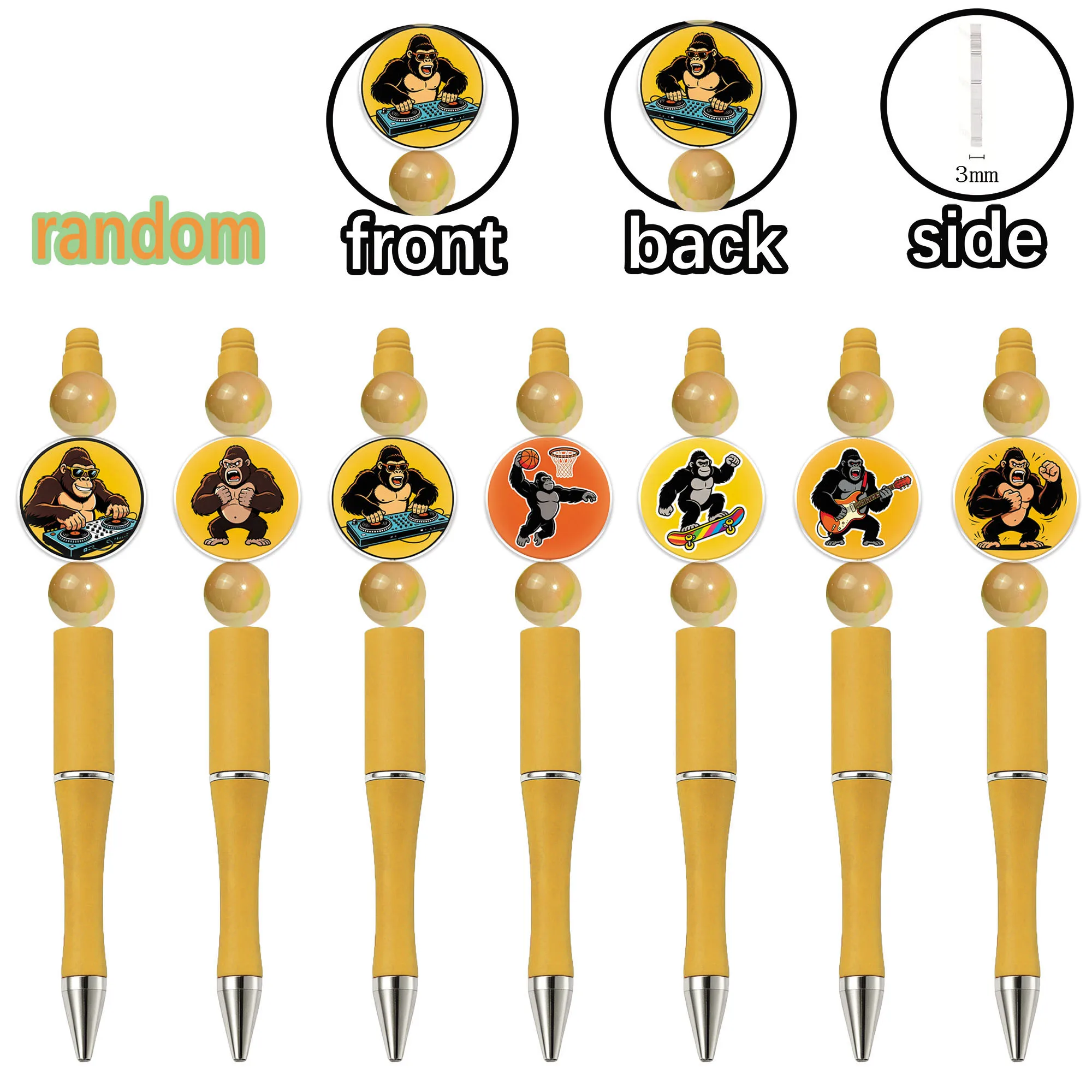 

9 pieces of rotatable gorilla ballpoint pens, smooth signature pens, patterned random gift pens