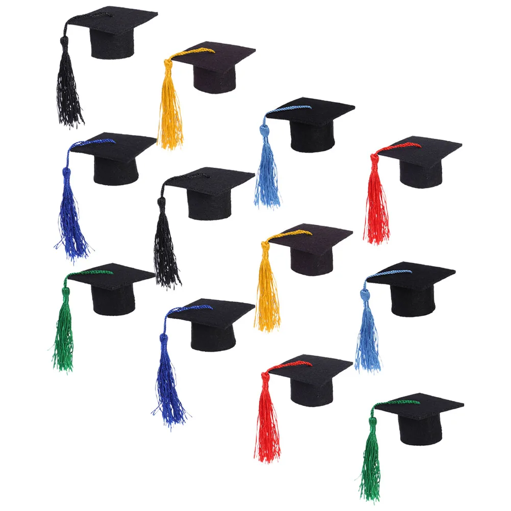 

12 Pcs Fringe Doctor Hat Decoration Graduation Party Supplies Tassel Bottle Toppers Mini