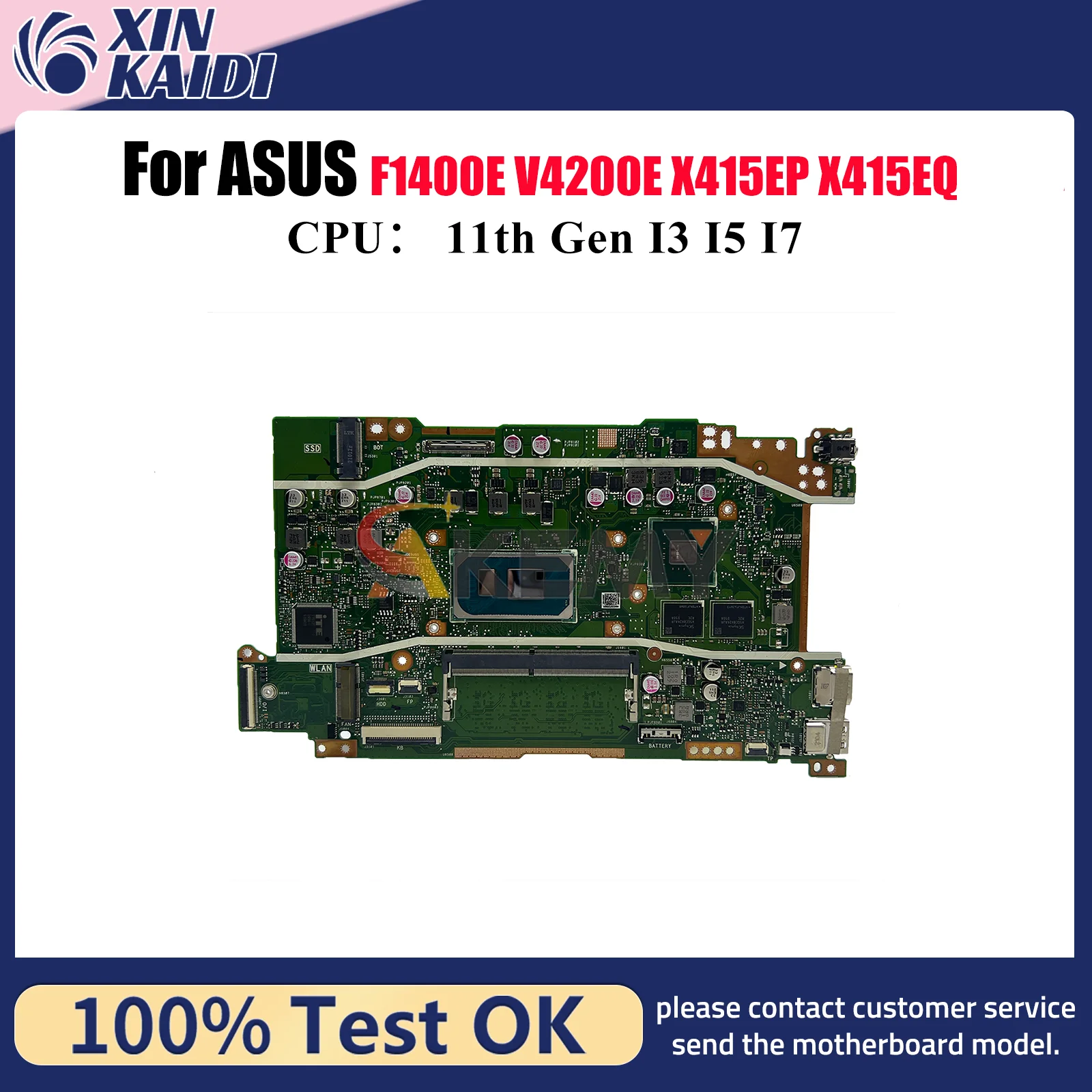 

X415EP Материнская плата для ноутбука ASUS VivoBook V4200E V5200E F1500E X415E X415EQ F1400E X415EP Материнская плата с процессором I3 I5 I7 OK tests