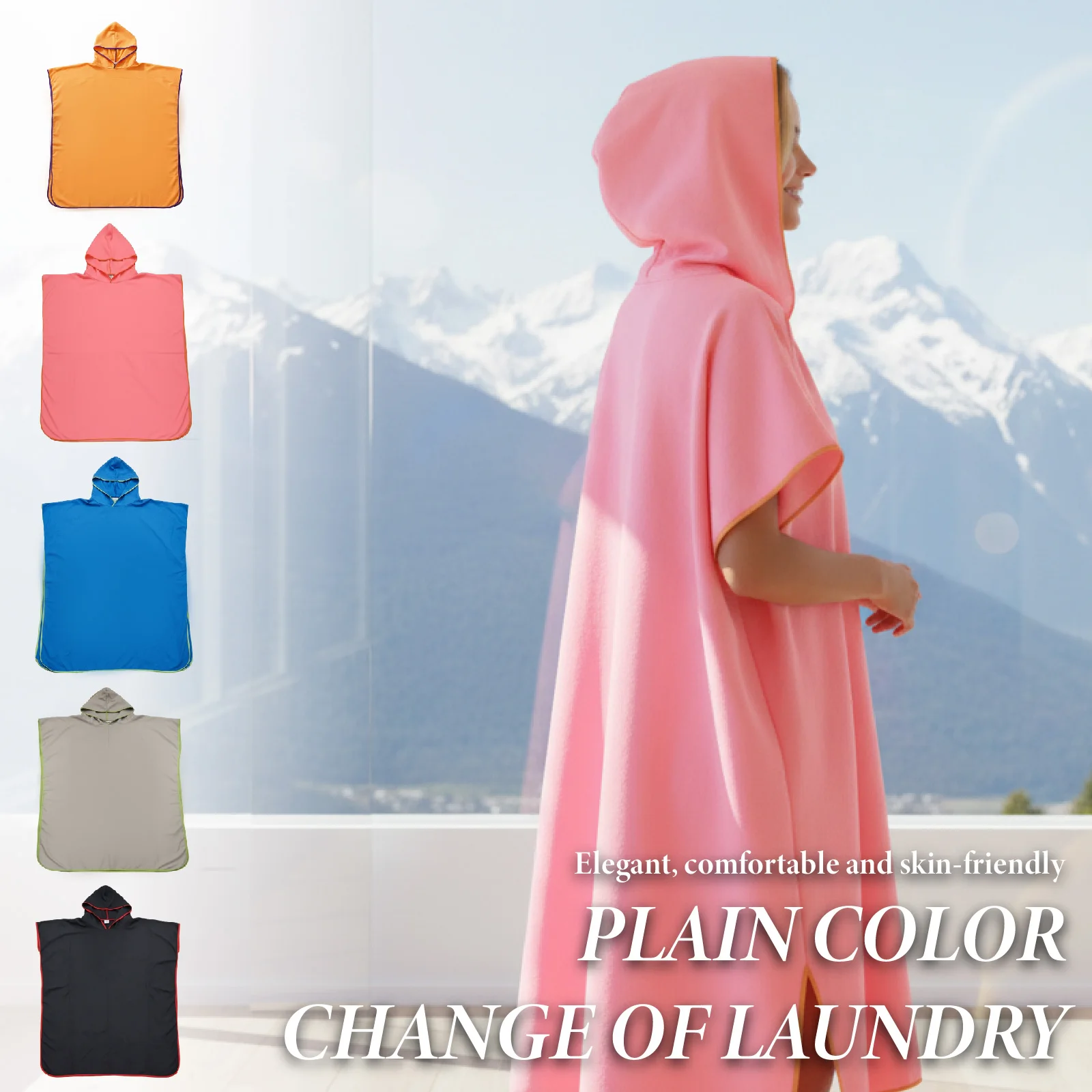 plus Size Quick-Dry Hooded Towel Changing Cape High Absorbency Beach Swim Surf Robe Easy to Carry for Quick Drying