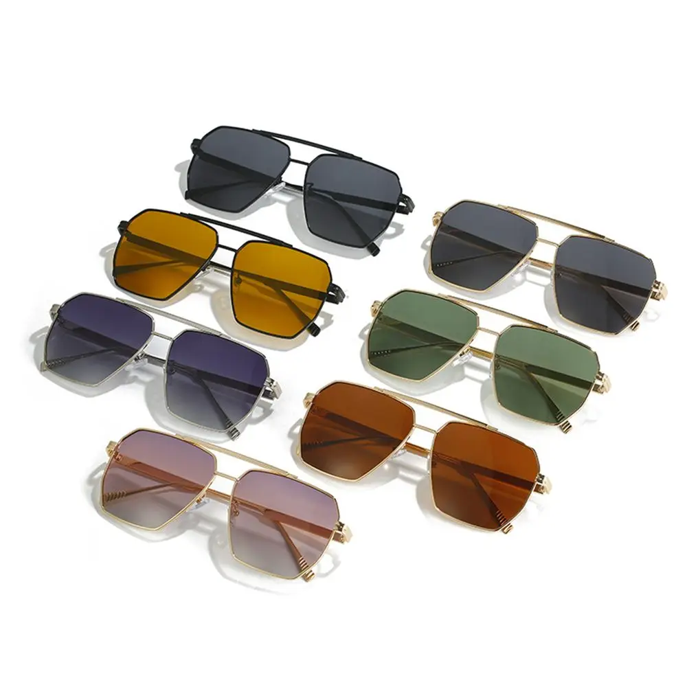 Retro Oversized Metal Frame Sunglasses Men UV400 Protection Shades Polarized Sunglasses Women Polygon Sunglasses Driving Glasses