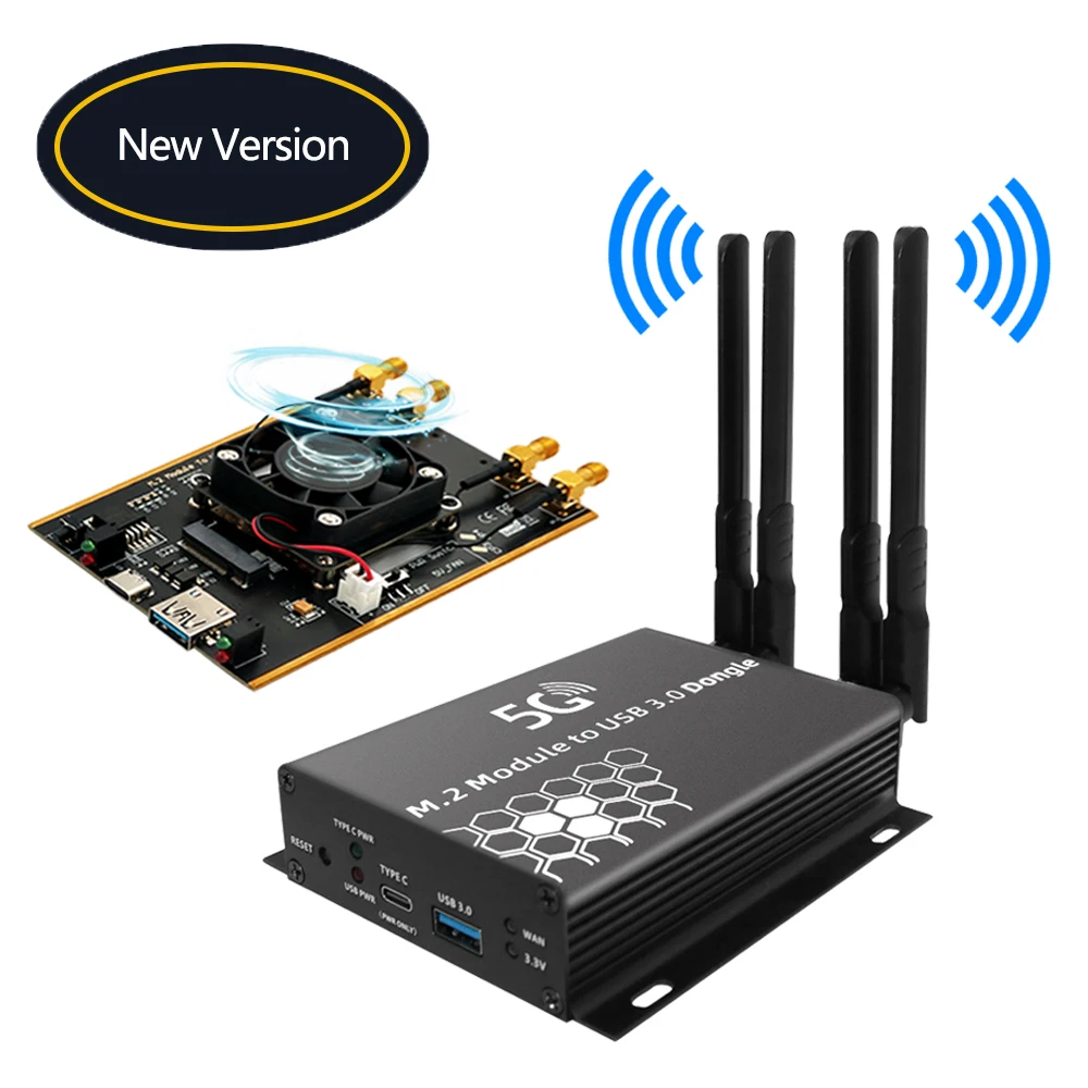NGFF(M.2) 4G/5G Module to USB 3.0 Adapter with auxiliary power and Cooler Fan Supports the following brand M.2 5G Modules