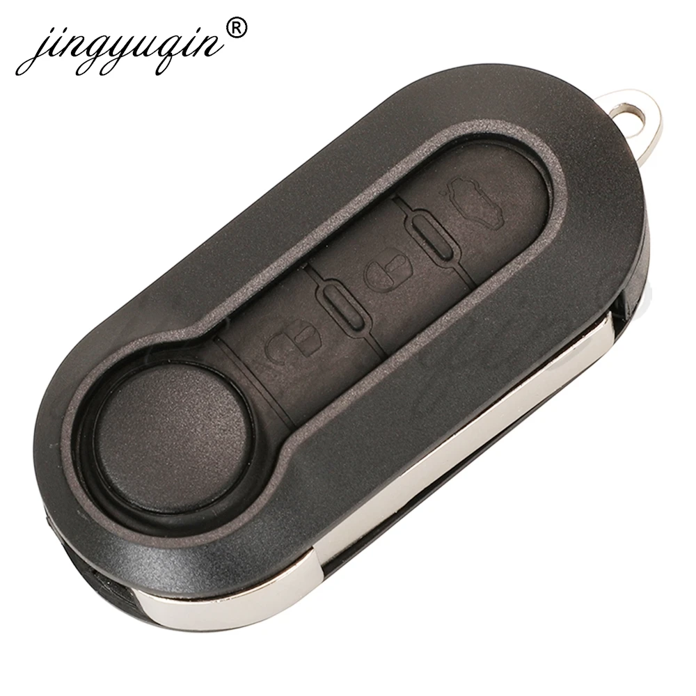 Jingyuqin-Coque de clé de voiture à distance, étui pour Fiat 500, KrasnoPunto, Bravo, Ducato, KIT Boxer, cristaux en cavalier, lame non coupée, 2