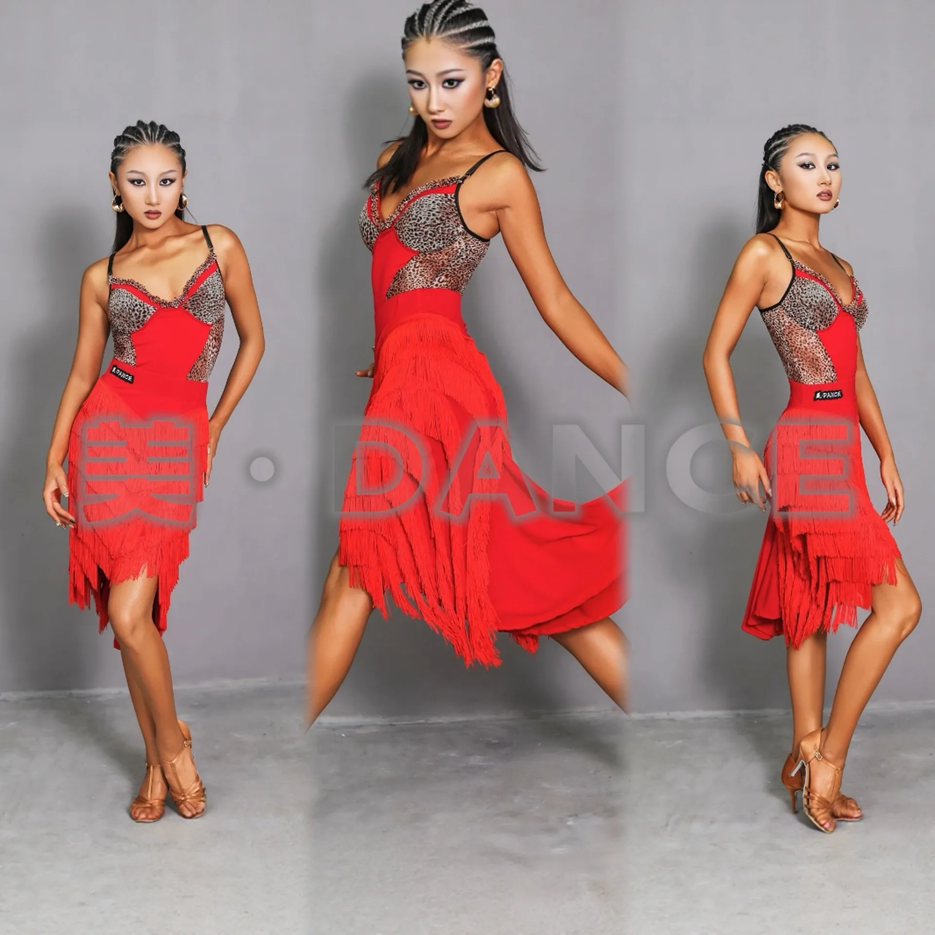 2025 Nuovi costumi di performance di danza latina per le donne Mezza gonna lunga con nappa con canotta Top Abiti Abbigliamento latino per adulti DQS20078