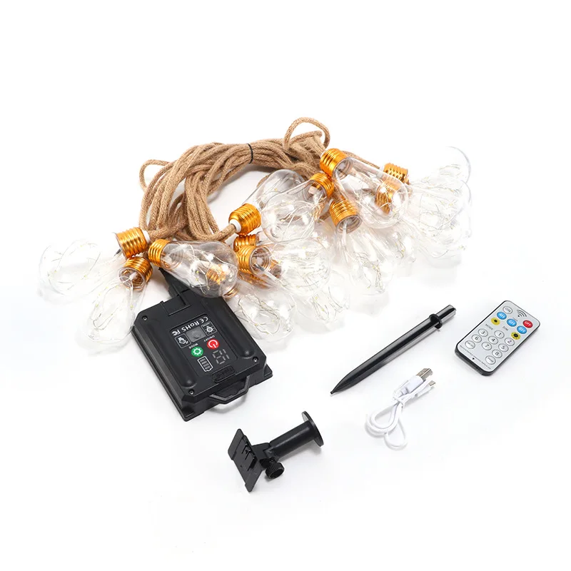 Dual Power Solar/USB String Lights 8M 160LEDs, 16 Bulbs IP65 Waterproof, 8 Modes Remote - WW/Multicolor