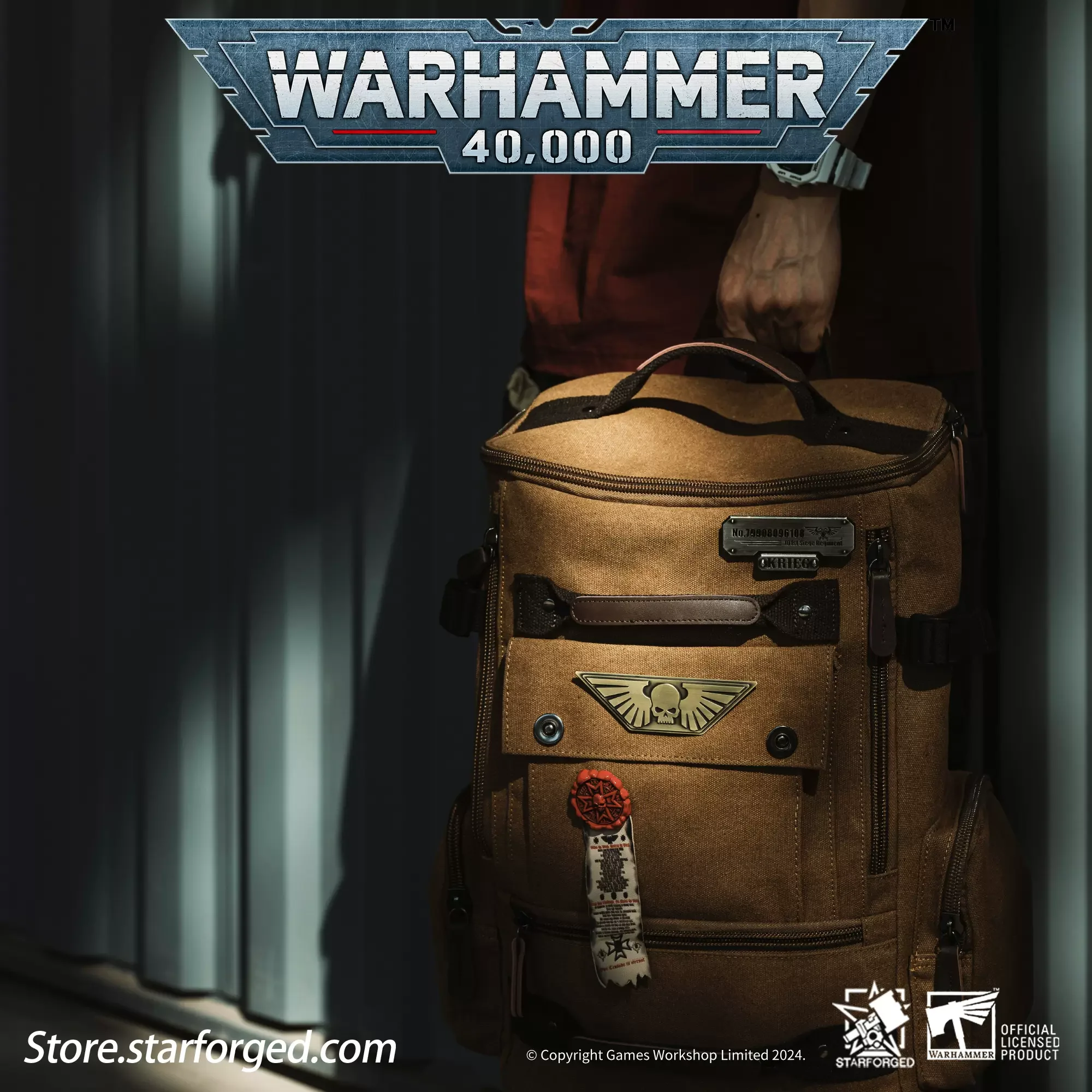 Starforged Death Korps of Krieg Siege Regiment Backpack Warhammer 40K Game Peripheral Brown Computer Bag