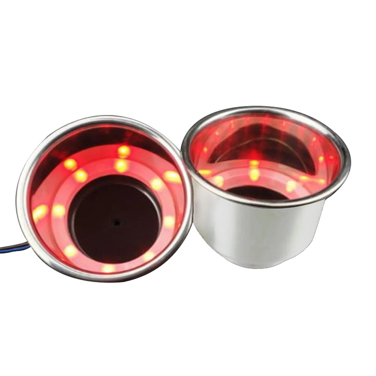 ISURE MARINE 2/4Pcs Stainless Steel Cup Drink Holder Red LED Built-in For Boat Accessories