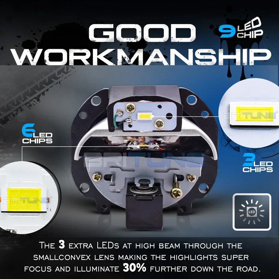 High-Brightness Bi-LED Projector 2.5 Inch Angel Eyes Hyperboloid Lens Headlight Lamp Spotlight H4 H7 9005 9006 Car Accessories