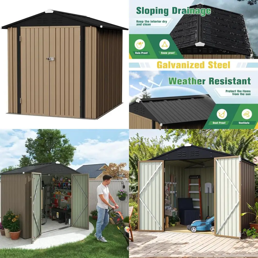 

Водонепроницаемый металлический навес для хранения на открытом воздухе с запираемой дверью — навес для универсальных инструментов для решения для хранения на заднем дворе, патио и в саду