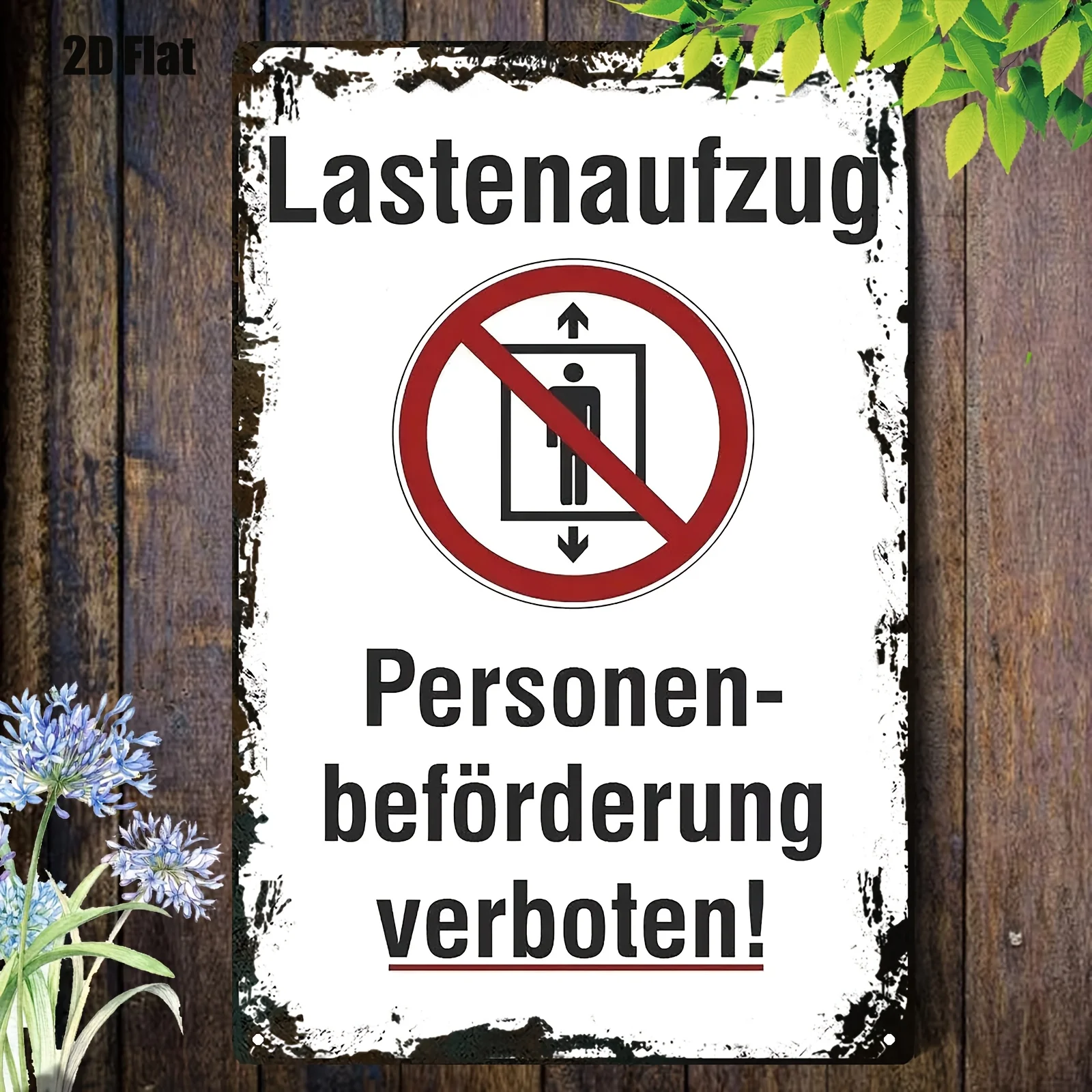 2D Metal Sign - No Entry Warning Plaque for Elevator, Durable Wall Art Decoration, 20x30cm/8x12 Inch, Classic Traditional Des