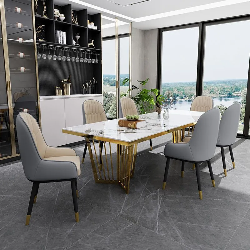 Light luxury slate negotiates leisure table and chair combination high-end restaurant household small apartment dining table rec