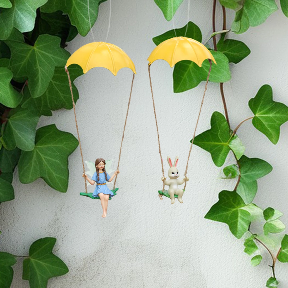 2pc Parachute Fairy and Rabbit, Easter Decoration Pendant, Creative Garden/Home Decoration Pendant