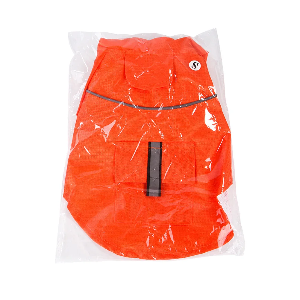 

Pet Dog Raincoat Orange Double Layer Waterproof Hooded Reflective For Outdoor Walking Jogging Hunting Pet Dog Raincoat