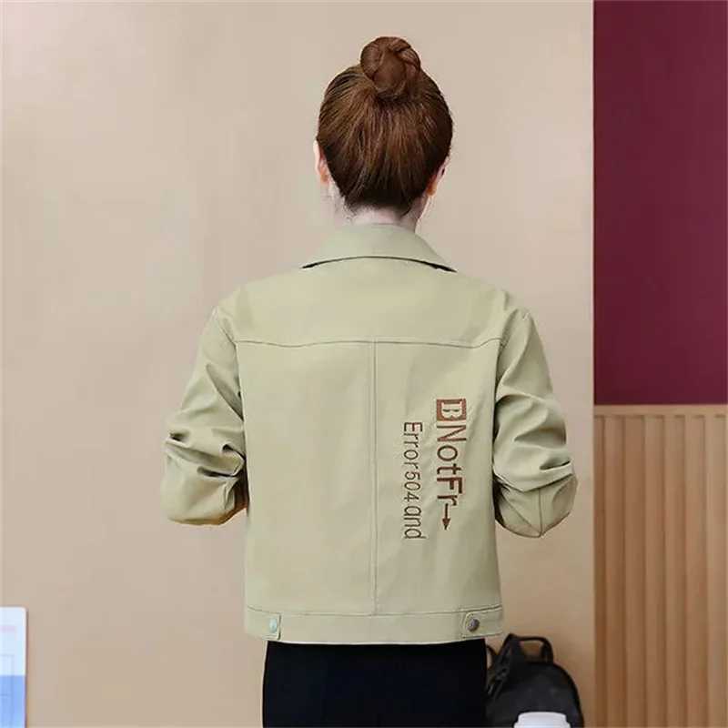 Spring Autumn Short Casual Jacket 2024 New POLO Collar Covered Button Women's Clothes Outeawer Solid Colour Fashion Coat Female