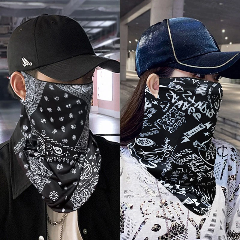 1Pc Fashion Punk Sunscreen Mask For Men Women Summer Face Neck UV Protection Ear Scarf Hip Hop Outdoor Sports Cycling Bandana Sc