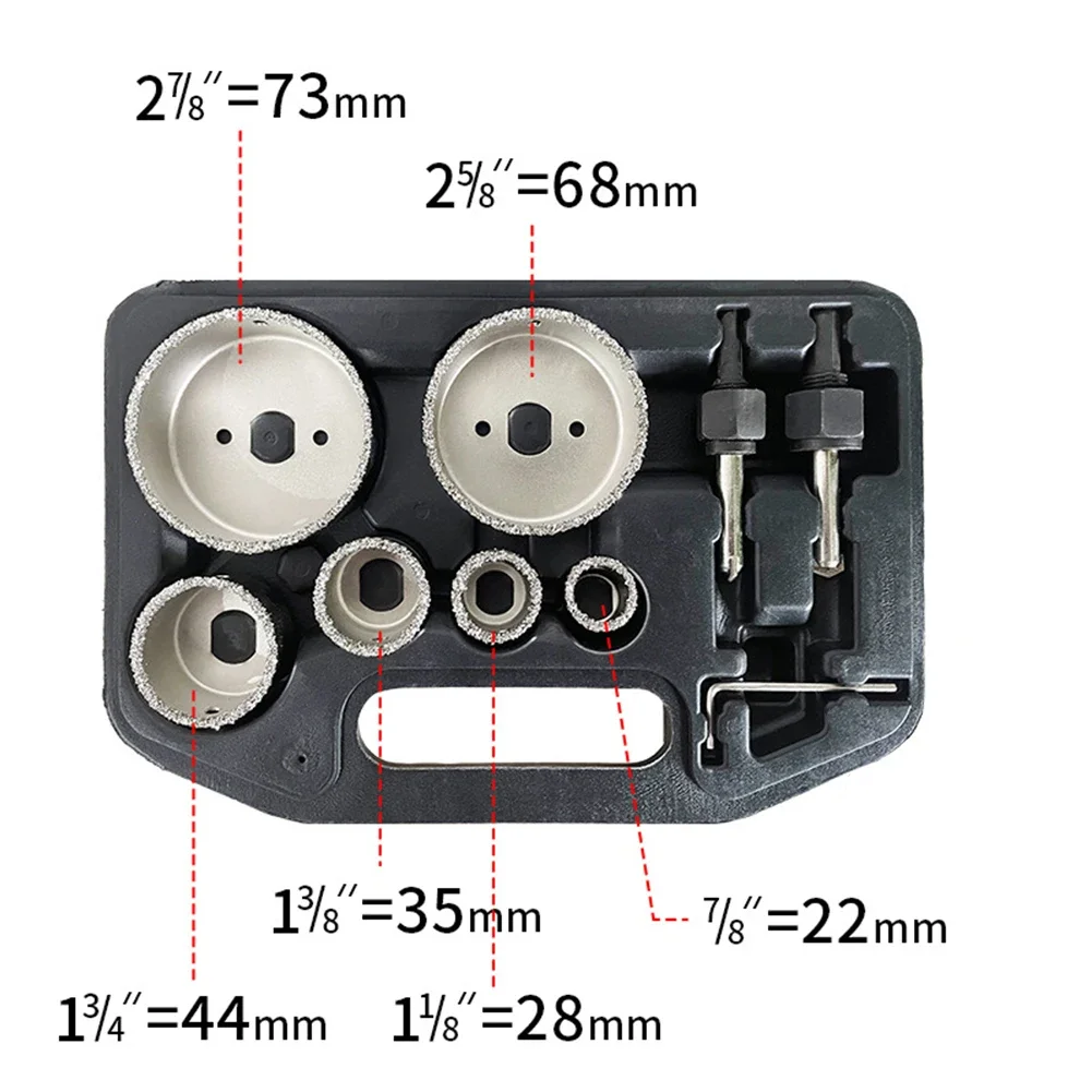 9pcs Brazing Particle Hole Opener Combination Hard Alloy Ceramic Tile Hole Opener Set Bench Drills Power Tools Accessories