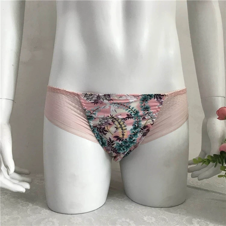 Man's Elastic Floral Graphics Underpants Briefs Lace BF Gifts Live Show Dance Costumes Private FKK Party LGBQT Harajuku