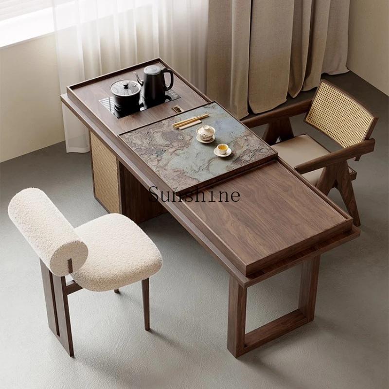 

New Chinese style, black walnut balcony, exquisite small tea table, Zen office, integrated light luxury