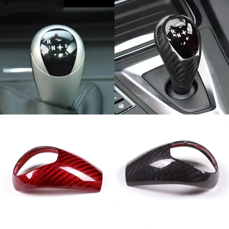 

For BMW M3 M5 M6 E90 E93 E60 E61 E63 E64 Real Carbon Fiber Gear Shifter Head Cover Frame Decorative Car Interior Accessories