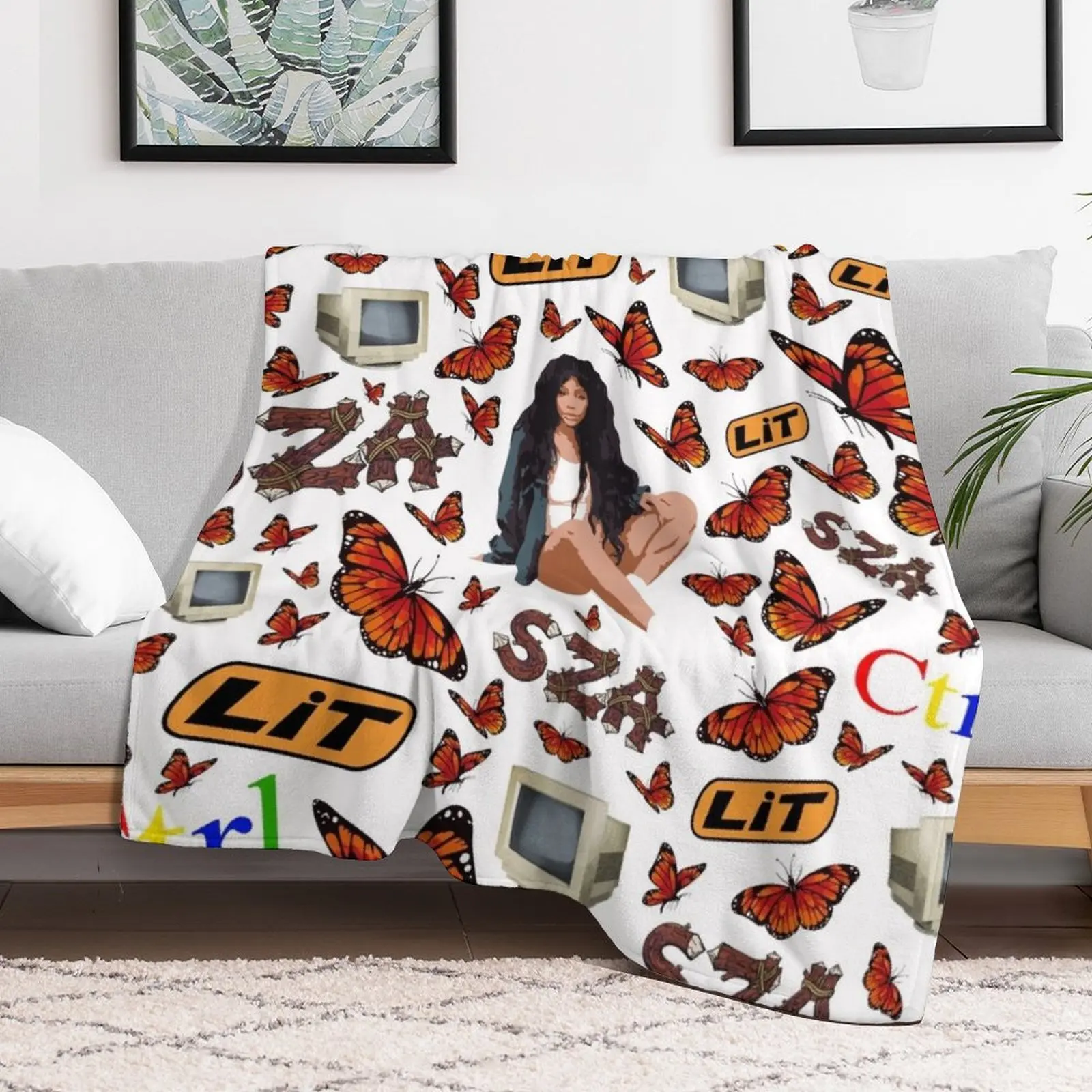 SZA Fan Pack All Over Pattern Throw Blanket Personalized Gift Custom Blankets