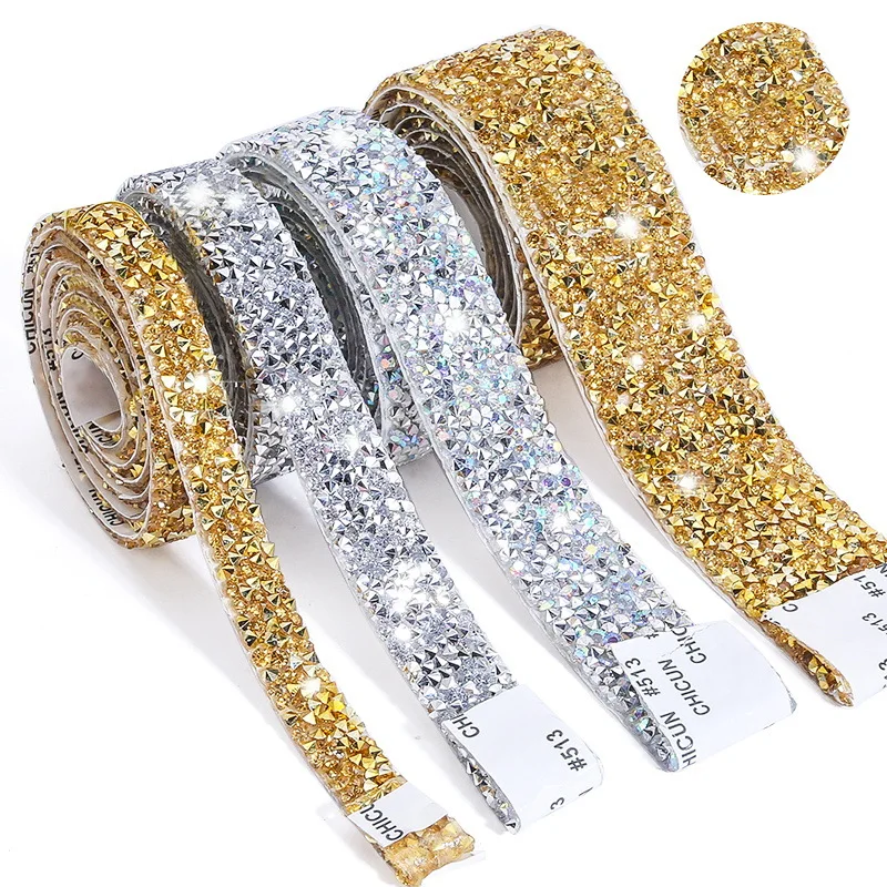 

1 Yard Resin Rhinestone Trim Self Adhesive DIY Sticker Strip 10 15 20 30mm for Crafts Jewelry Clothes Double Sided or Hot Melt