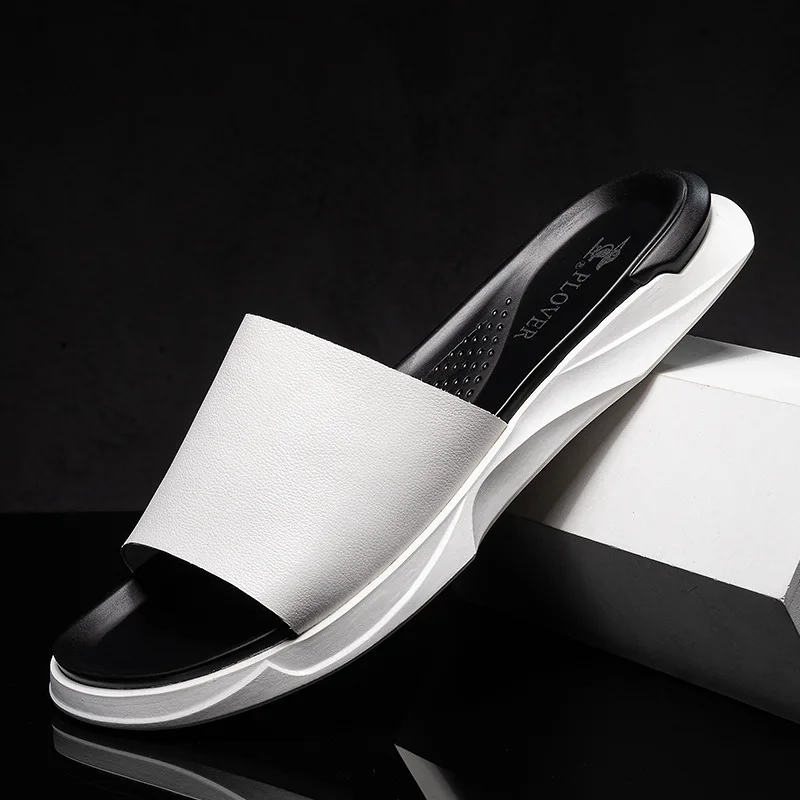 

Обувь для мужчин, тапочки, летние повседневные шлепанцы из натуральной кожи, уличная модная пляжная обувь, сандалии из коровьей кожи