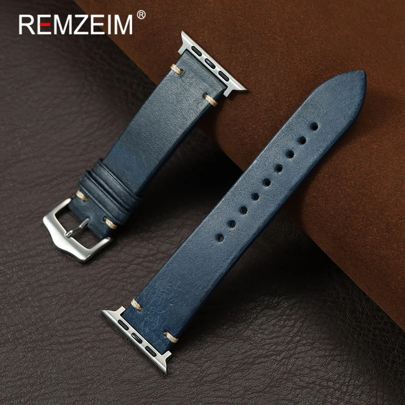 

Men Fashion Cow Leather Wrist Straps for Apple Watch 38/40/41/42/44/45/46/49mm Genuine Leather Band for Iwatch 1-10 SE Ultra 2