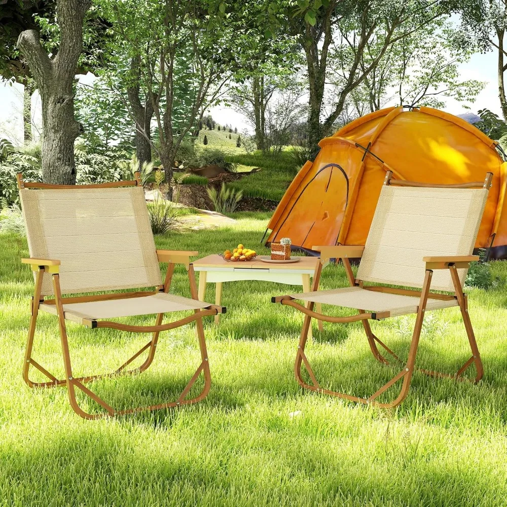 Fabric Seat for Fishing Hiking Pi,Camping Chairs Set of 4, Portable Folding Lawn Chairs with Heavy Duty Aluminum Frame
