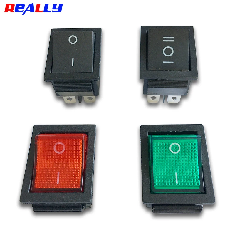 5PCS KCD4-202N 203 6Pin Boat Rocker Switch 31x25mm On-Off Control Power Button Green Red 220V Light Power Switch