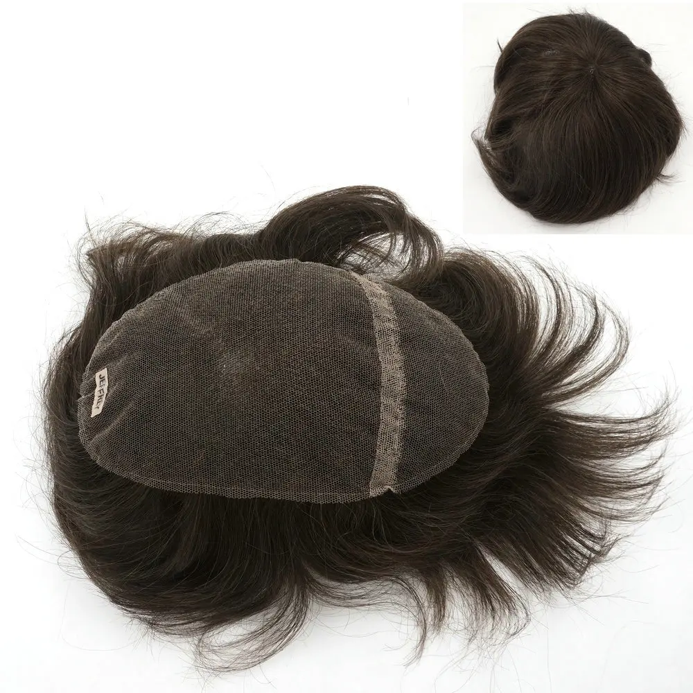

Коричневый парик для волос 4,5x8 дюймов, полностью швейцарское кружево, индийская система замены волос Remy для выпадения волос, человеческие волосы