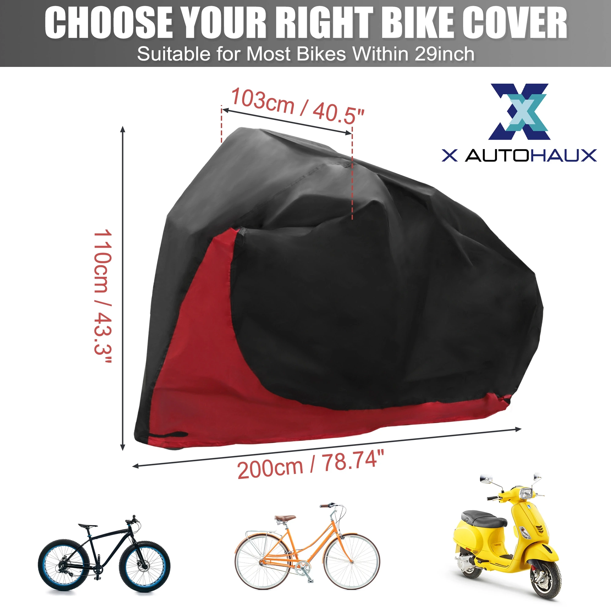 

X Autohaux 1 шт. 200x103x110 см чехол для велосипеда и мотоцикла, уличный УФ-защита, MTB велосипед, дождевик, водонепроницаемый пылезащитный чехол от снега