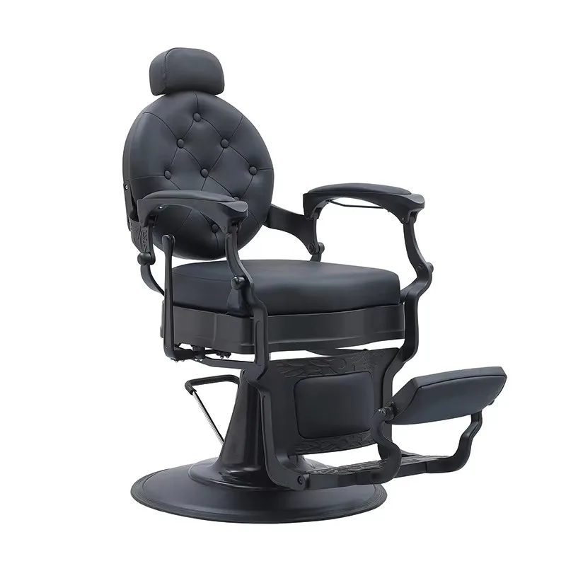 Vintage Men's Ergonomic Foldable Reclining Portable Barber Chair for Beauty Salon & Barber Shop-Retro Styled Salon Furniture