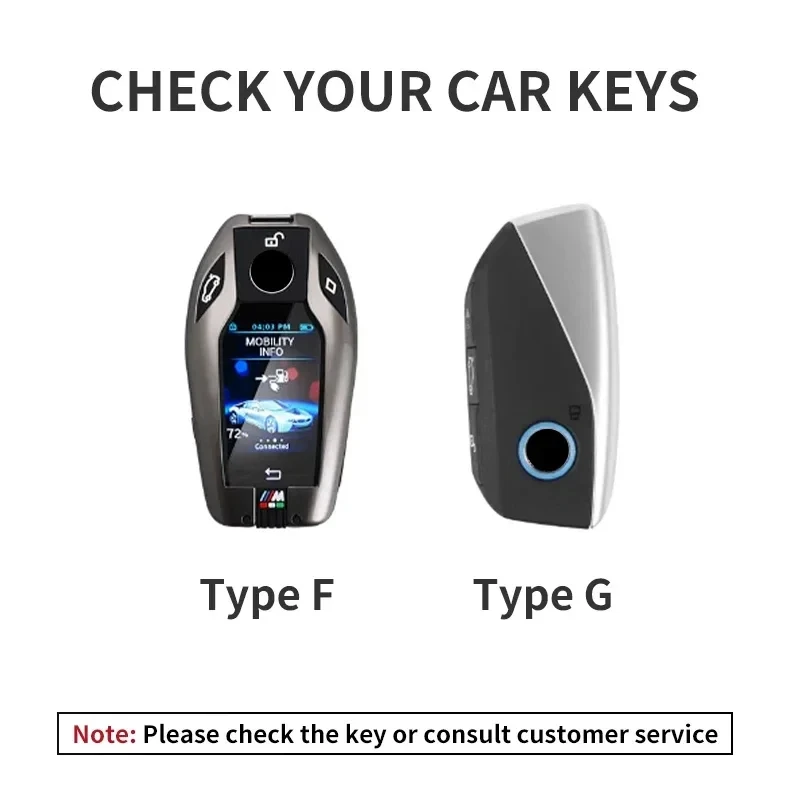 Leather Car Key Case Cover Shell For BMW i7 X7 G07 LCI iX I20 X1 U11 7 Series G70 G09 XM U06 G81 M3 2023 Protector Fob Keychain