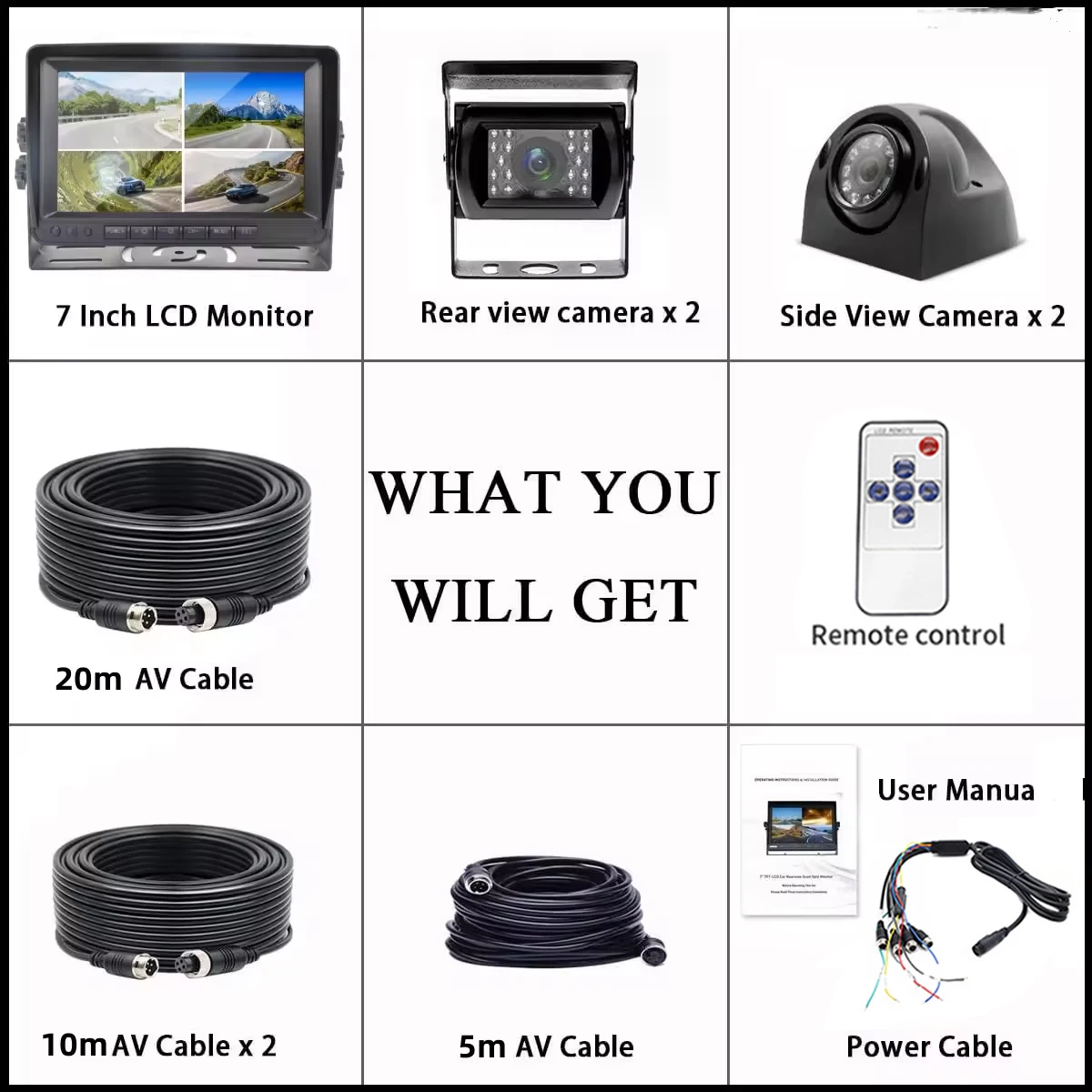 Parking Line Car Reversing Aid IP68 Waterproof Monitor Camera System Support Vehicle,mining Vehicle, Heavy Duty Equipments