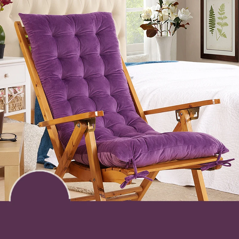 Thickened Recliner Cushion with Strap Solid Color Plush Warm Folding Chair One-Piece Cushions Skin-Friendly Aesthetic Room Decor