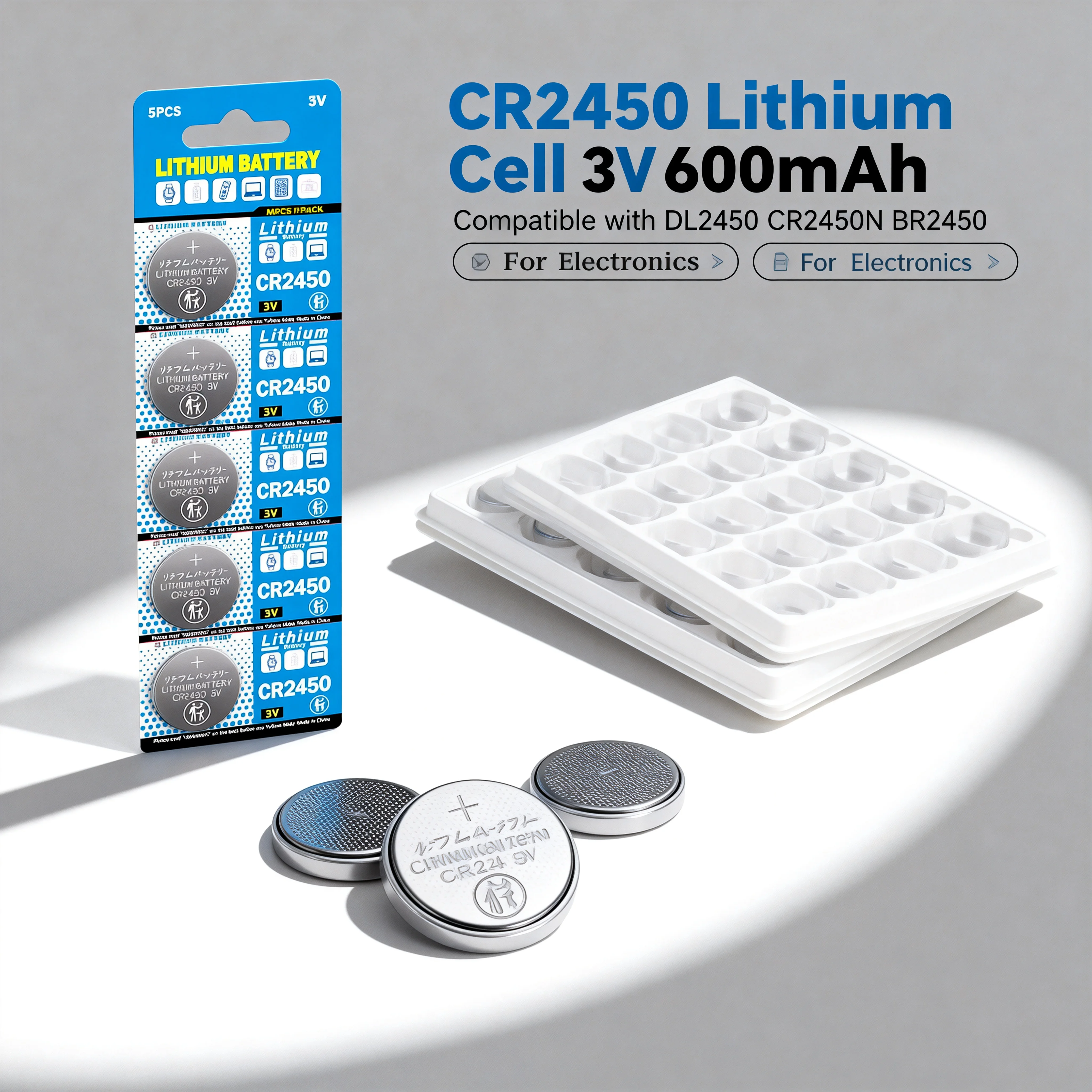 

3V CR2450 Lithium Cell Button Battery 600mAh Coin Watch Cell 5029LC LM2450 DL2450 CR2450N BR2450 for Electronics