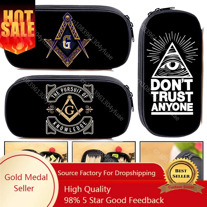 

Masonic Square Print Compass Cosmetic Case Pencil Bags Freemason Boys Girls Pencil Box Cute School Case Supplies Gift