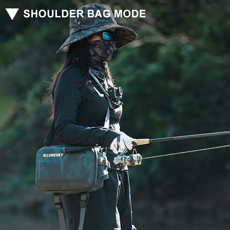 5L LURESKY Wasserdichte Angeltasche, multifunktional als Umhängetasche, Hüfttasche und Rucksack, professionelle Aufbewahrung für Spinnruten und Köder. – Detail 12