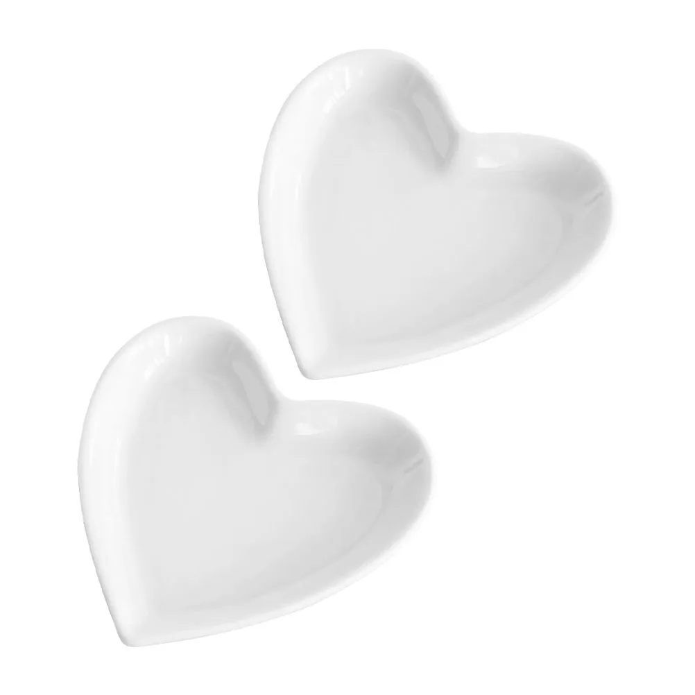 

2Pcs Heart Shaped Food Serving Plate Ceramic Snack Tray Refined Design for Cake Fruit Appetizer Display in Cafe Dessert Shop