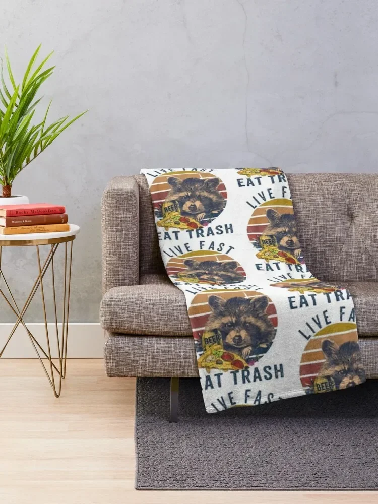 Live Fast Eat Trash Throw Blanket Blankets For Sofas anime Blankets For Bed Blankets