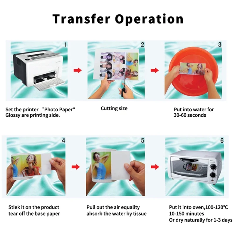 10 Sheets A4 Laser Waterslide Decal Transfer Paper White Transparent For DIY Mugs Procelain Phone Case Glass Metal Crystal