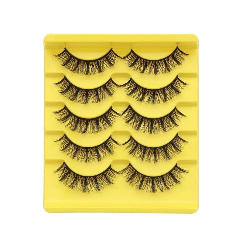 5 pairs/Tray Natural and lifelike easy to operate cotton black steam false eyelashes with Personalized